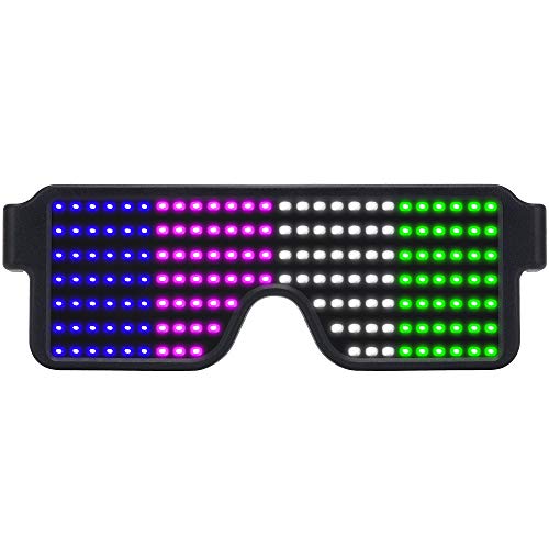 WOWSUN LED Glasses Light Up Dynamic Party Favor Glasses Festival Christmas USB Rechargeable LED Rave Glowing Flashing Glasses