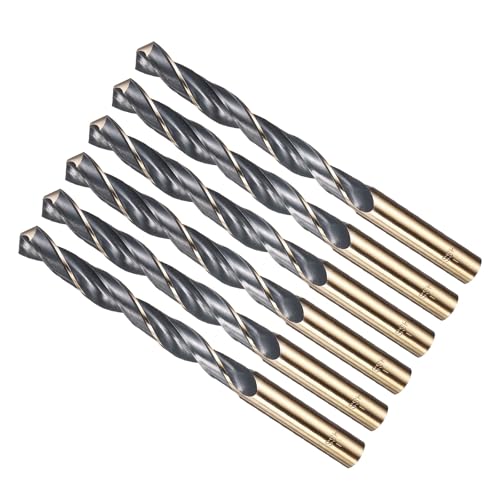 Image of METALLIXITY Drill Bit (11mm) 6pcs, 4341 High-Speed Steel Straight Shank 118° Black and Gold Finish for Copper Aluminum Wood Plastic Medium Hard Metal