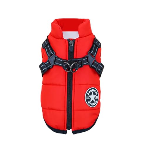 Eezita Winter Puppy Coat waterproof, reflective jacket to keep small pets warm and visible in snow rain,for Small Medium Dogs (Red M)