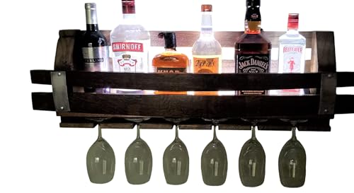 Barrels & Barn Wood Lighted Whiskey/Wine Rack