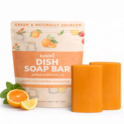 KELEBS 2 Dish Soap Bars | Citrus Essential Oil Formula