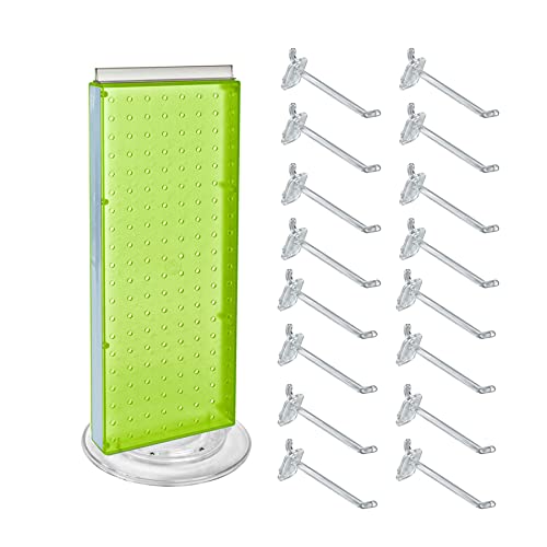 Azar Displays 700508-GRE-4C16 8-Inch W by 20-Inch H Revolving Black Pegboard Counter Display with 16-Pack of 4 inch Locking Hooks, Green by Azar Displays - Used condition - US$45.98