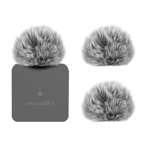 Geekria for Creators Furry Windscreen Compatible with RODE Wireless GO II Mic DeadCat Wind Cover Muff, Fluff Cover Windshield, Wind Noise Reduction (Grey / 3 Pack)