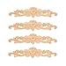 MUXSAM 4pcs 20x5cm Wood Carved Long Onlay Applique Unpainted Rose Flower Door Home Decor European Style