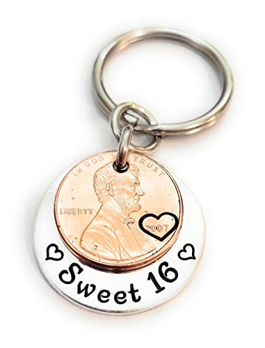 Sweet 16 Happy 16Th Birthday Lucky Copper 2007 Penny Key Chain For New Driver Gift #TOP3