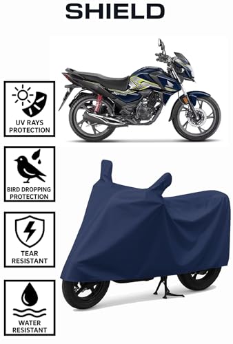 Image of Shield Heavy Duty Bike Cover for Honda SP125 | All-Season, Tear-Proof Fabric | with Side Mirror Pocket & Buckle Belt | SP 125 Bike Cover