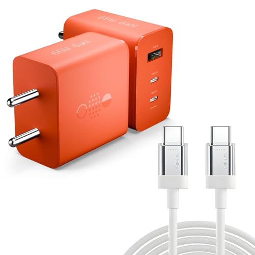 Image of NIZIX CMF 65W Gan Charger Adapter & Nothing Type C Cable Compatible With CMF Phones /Nothing Phones And All Model Support Adapter & Cable Original Combo Set (Orange)