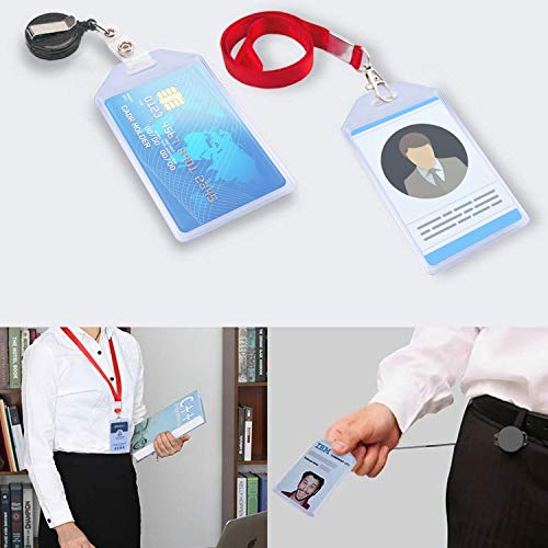 Vetoo 5 Pack Heavy Duty Id Card Badge Holder, Hard Plastic Vertical Silicone Soft Clear Pvc Card Holder Name Tag Holder #TOP5