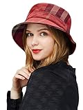 DOCILA Stylish Plaid Tartan Bucket Hat for Women Retro Patchwork Lattice Wide Brim Holiday Sun Cap I