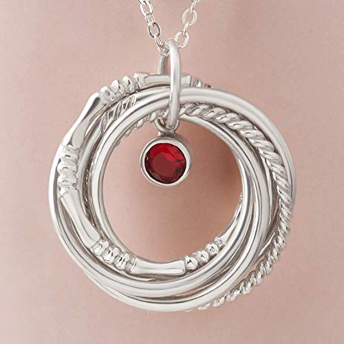 CENTIME 70th Birthday Necklace Woman, 7 Rings 7 Decades, Necklace With Birthstone, Christmas Gift For Mom, Grandma 70th Birthday, Nana Birthday Gifts, 925 Sterling Silver 18K Gold Plated