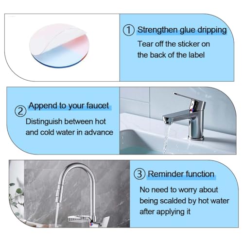 BQRKOTM 10 Stück selbstklebende Etiketten für heißes und kaltes Wasser runde Aufkleber Wasser Epoxidharz Wasserhahn Transferaufkleber Durchmesser 10 mm geeignet für Badezimmer und Küche