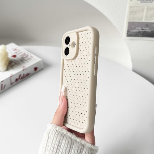 NITITOP Compatible with iPhone 16 Case Vintage Cute Little Polka Dots Pattern for Women Men Girls Boys Full Camera Lens Slim Shockproof Protective Phone Cover - White by NITITOP - Used condition - Image 6