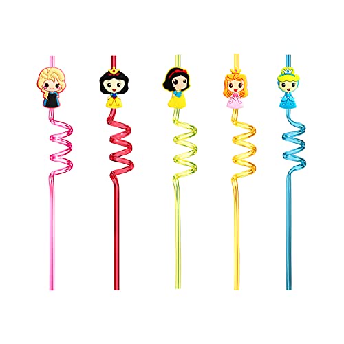 Peiking Reusable Princess Drinking Plastic Straws25 And 2 Cleaning Brush, Disneyprincess Birthday Party Supplies, Princess Party Favors Decorations- Set Of 27 #TOP1