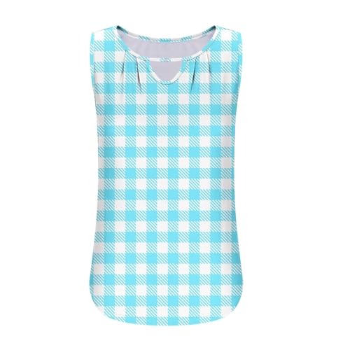 Womens Summer Tank Top Cute Loose Fit Dressy Plaid Casual Sleeveless Cami Tops Elegant Keyhole Ruched Work Shirts4