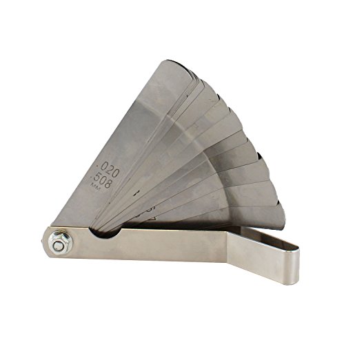 ABN Universal Standard SAE and Metric Offset Valve Feeler Gauge 16-Piece Blade Tool for Measuring Gap Width Thickness