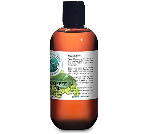 Bella Terra Oils Green Coffee Bean Oil. 8 Oz. 100% Pure. Cold-Pressed. Unrefined. Single Ingredient. Rich In Antioxidants. Natural Moisturizer For Face And Body #TOP8