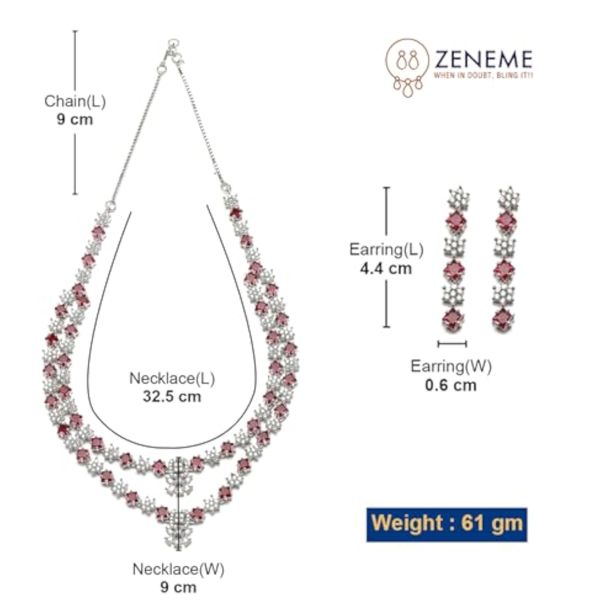 Rhodium-Plated Star Shaped Laye Necklace With Earrings Set