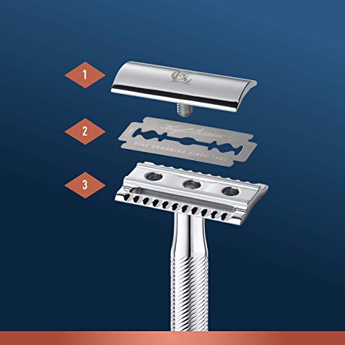 King C. Gillette Rasierhobel für Männer, mit Sicherer Doppel-Schneidekante, Metallgriff und Anti-Reibungsbeschichtung für Präzision — Nassrasierer Herren mit 5 ORIGINAL Klingen - Image 6
