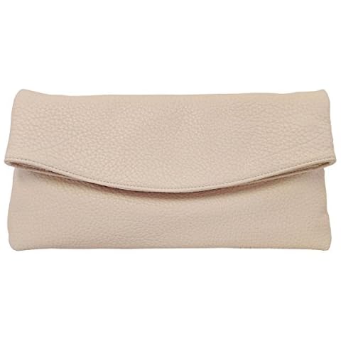 JNB Faux Leather Oversize Foldover Clutch, Sand Cover