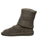 BEARPAW Women's Knit Tall Gray Size 10 | Women's Fashion Boot | Women's Slip On Boot | Comfortable W