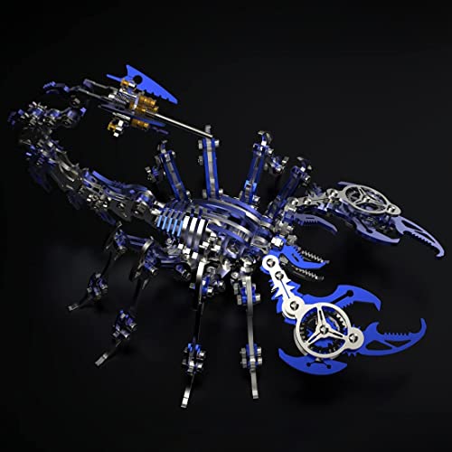 Puosuo Colourful 3D Metal Puzzle Scorpion Diy Model Kit, Puzzle Jigsaw Scorpion King 3D Stainless Steel Ornaments (Blue) #TOP1