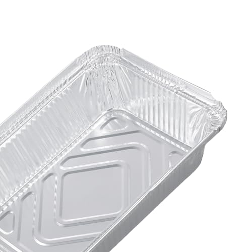 CHIHEUNG 60 Stück Aluschalen mit Deckel 1100ml, Rechteckige Aluminium Behälter, Hitzebeständige Grillschalen Groß, Alu Lebensmittelbehälter für Backen, Grillen, Kochen, 21,5x16x5cm