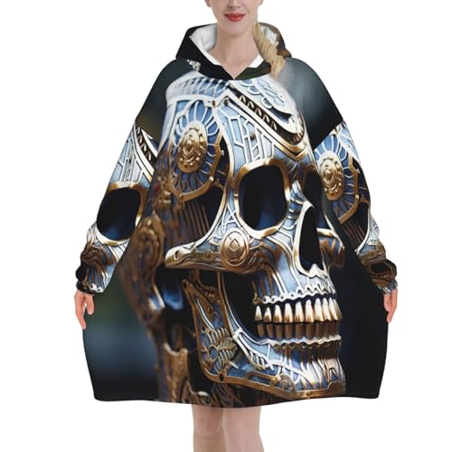Couverture à capuche squelette sweat surdimensionné d'hiver pour adulte