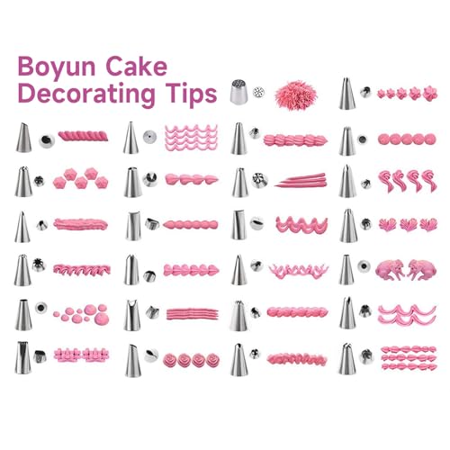 Dessert Decorating Syringe Set, Icing Piping Kit Stainless Steels Cake Decorating Tools 30 Piping Icing Nozzles Cupcake Decorating Kit - Black by Boyun - Image 6