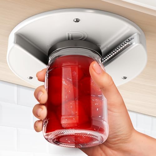Under Cabinet Lid Jar Opener – for Weak Hands and Seniors with Arthritis – Heavy Duty, Allows to Easily Unscrew Any-Size Lid – Effortless Bottle & Can Opener for your Kitchen