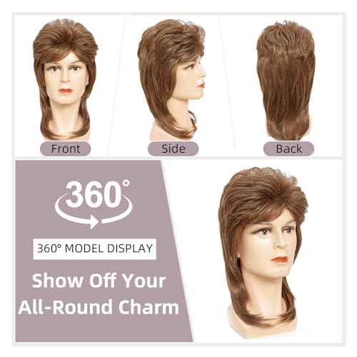 Image of Mullet Wigs for Men Joe Dirt Emo Wig 80s Costumes Fancy Party Accessory Cosplay Wig Halloween Man x (Strawberry Blonde)