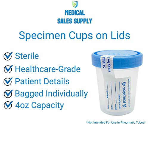 Sterile Specimen Cups with Lids: 4oz Transparent Urine Collection Cup with Leak-Resistant Screw-On Lids - 3-inch Sample Jars - Designed for Secure Collection of Pee, Stool, and Semen Samples - 3 Pack