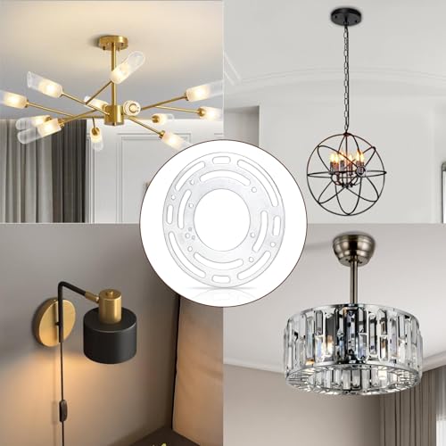 Teemyaa 2 Pack Light Fixture Mounting Brackets, Ceiling Light Mounting Plate, Wall Light Mount Blocks with Screw and Nuts, 4” Round Junction Box Adaptor for Ceiling Fan, Chandelier, Pendant