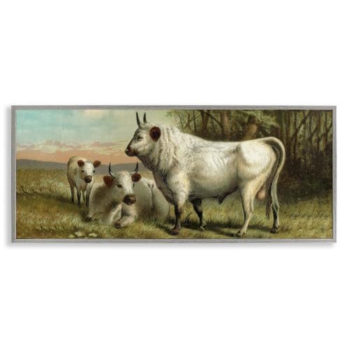 'White Cattle Family Rural Countryside'| Framed Giclee Art