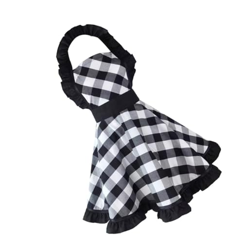 Tablier cuisine carreaux noirs BESTYASH en coton pur grand format