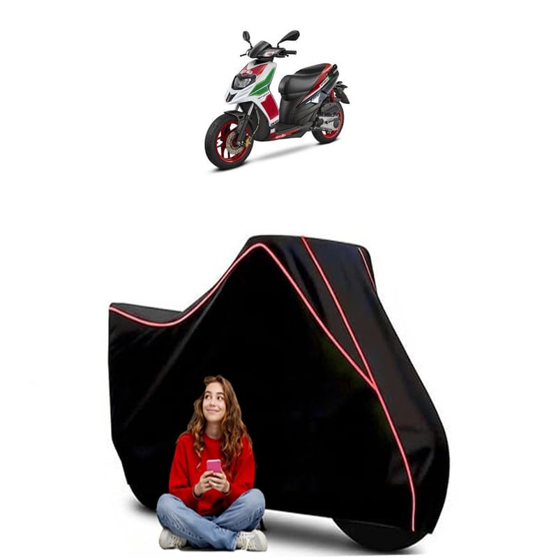 Image of SR 150 Race BS6 Scooty Bike Cover Water Resistant Outdoor Use Universal Fit Scooters Motorcycles Heavy Duty UV Protection Dust Rain Scratch Resistant Elastic Bottom Black Blue Piping