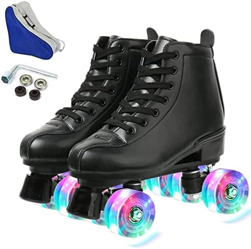 MAOWAO Roller Skates Women, Outdoor High Top PU Leather Women Roller Skates, Adjustable Indoor Double Row Skates for Beginner Adults Girls Men with Carry Bag