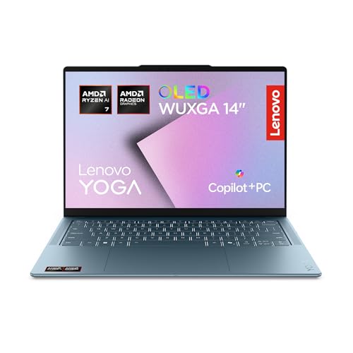 Lenovo Yoga Slim 7a Copilot+ PC Notebook 14" OLED WUXGA, AMD Ryzen AI 7 445, 32GB RAM, 1TB SSD, Radeon 840M, WiFi 7, Windows 11 Home, per Lavoro, Studio e Creatività, Tidal Teal