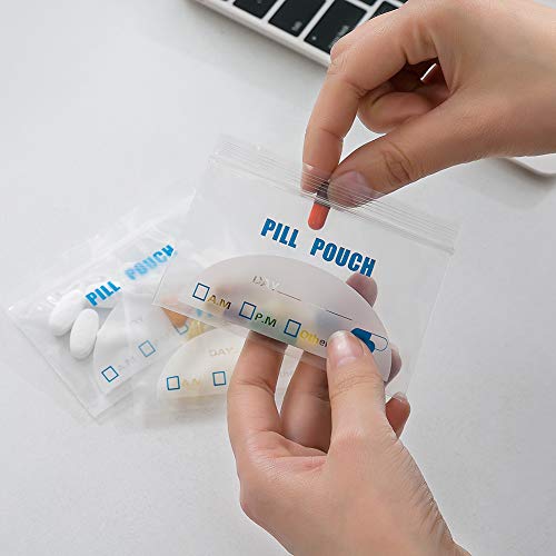 100 Pack Pill Pouch Bags - (4" X 2.75") Thickness Is 6 Mil, Portable Plastic Pills Bag Hold Vitamin, Supplements, Medication, And Vitamin Storage #TOP7