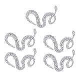 5PCS Hot Fix Rhinestones Applique, Silver Snake Shaped Rhinestone Iron On Patch Hot Fix Applique for Dresses Wedding Gowns Belts Bags Hats Garments (8cm x 17cm)