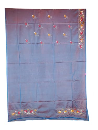 Soul of Bengal grey kantha stitch silk saree – image 4