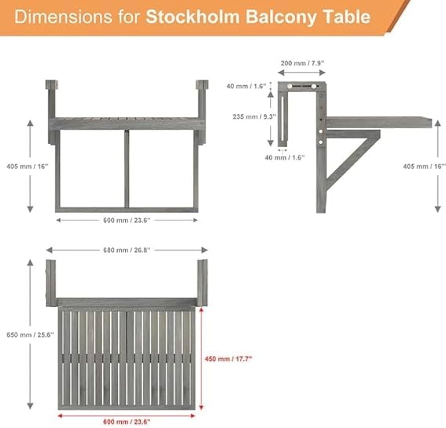 Interbuild Stockholm 折りたたみ式バルコニーデッキテーブル Amazon.co.jp: Interbuild Stockholm 折りたたみ式バルコニー