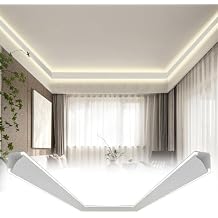 Aluminum LED Lighting Coving White, Dual Side Led Strip Light Channel for Wall Ceiling Edge/Corner, Decorative Cornice Moulding, Indirect Lighting Led Coving1.5 m/4.9 ft