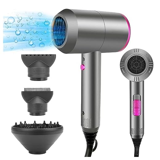 HappyGoo Secador de pelo iones 2000W Secadores de pelo profesional iónico, con boquilla de cabeza de soplado, Hair Dryer negativos portátil de 3 temperaturas (frío y caliente) Gris