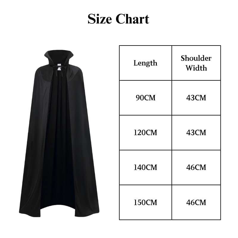 DELIVESS Vampire Costume Halloween Vampire Cape Adult, Two Sides Reversible High Collar Magician Hooded Cloak (35.43", Black) - Image 3
