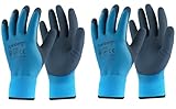 Rainberg 2 Pairs Waterproof Thermal Winter Work Gloves, Fleece Liner Insulated Warm for Cold Weather, Work Gloves with Superior Grip, Gardening Outdoor, Car Washing, Fishing, Multipurpose (Blue, L)