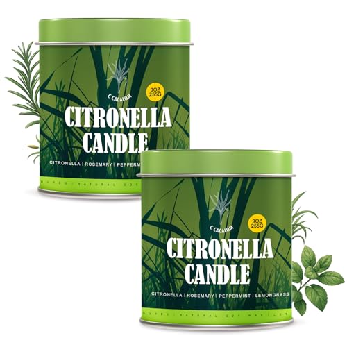 Citronella Candles Outdoor,Home Scented Candle Sets for Camping, Natural Soy Wax Candles,Lemongrass Candle for Patio,Garden,and Yard Balcony,9 Ounce,2 Count