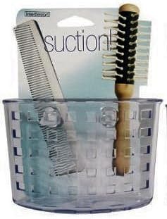 All-Purpose - Suction Cup - Medium Clear - Basket Holder - Holds Combs, Hair Brush and More - In Kitchen Scrub Brush, Scrubing Sponge and Etc.