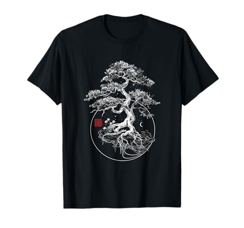 Bonsai Tree Japanese Ink Art Traditional Botanical Design T-Shirt