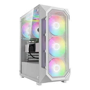 GAMDIAS White ATX Mid Tower Gaming Computer PC Case w/Tempered Glass, Built...