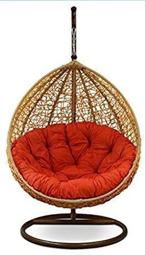 Image of Single Seater Swing Chair with Stand and Cushion Hammock Swing for Adult Outdoor Indoor Garden Living Room Balcony Hanging Chair (Honey Red)